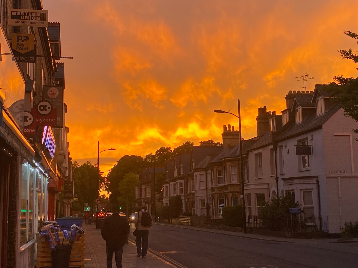 A fiery sky over Cambridge